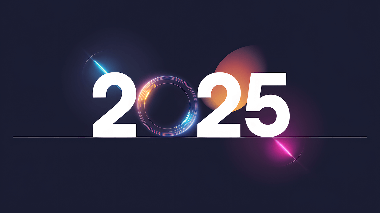 digital image of 2025 with a dark background
